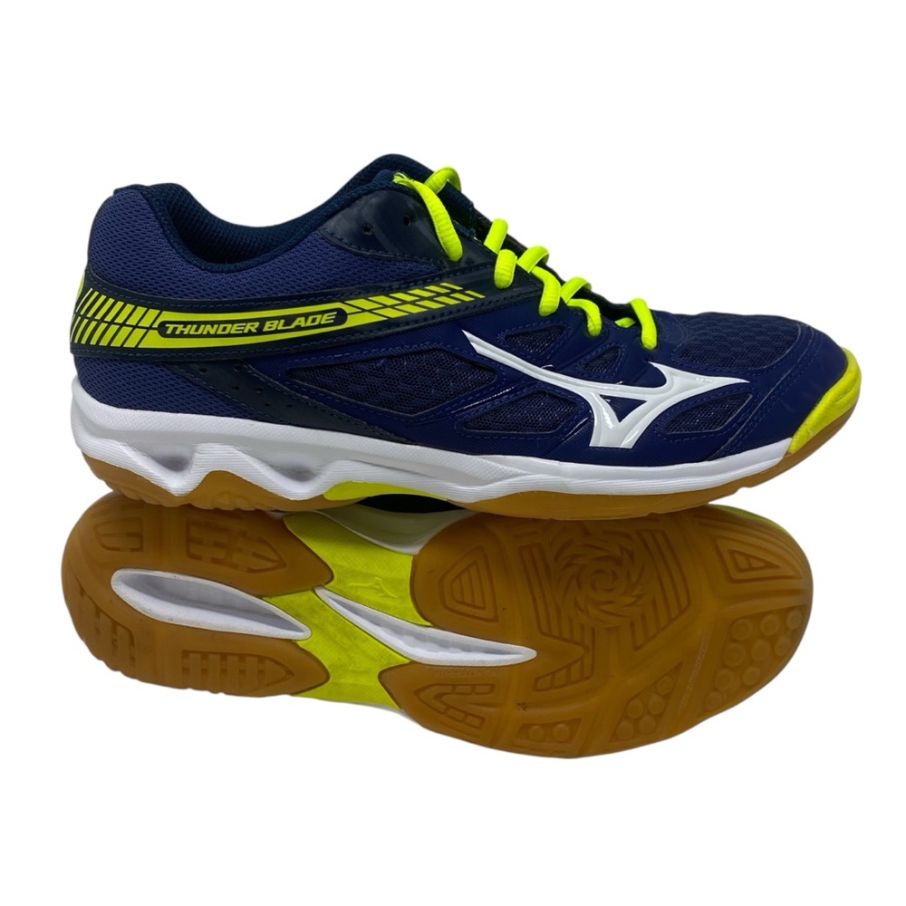 Mizuno Thunder Blade Navy and Neon Volleyball Athletic Trainer Sneakers‎